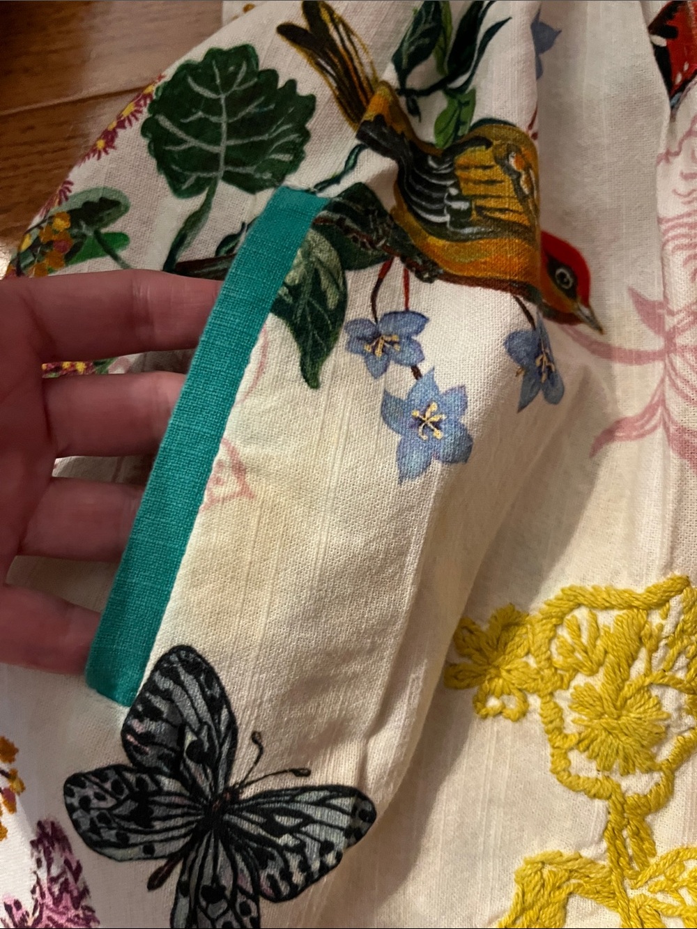 Anthro Nathalie Lete Botanical Bird Print Embroidered Apron - Picture 6 of 16